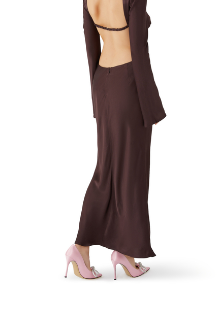 Lana Long Sleeve Open Back Midi Dress